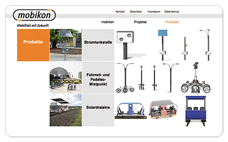 <span style="font-weight: bold">mobikon</span><br />Internetseite – Produkte Übersicht<br />Gestaltung und Programmierung